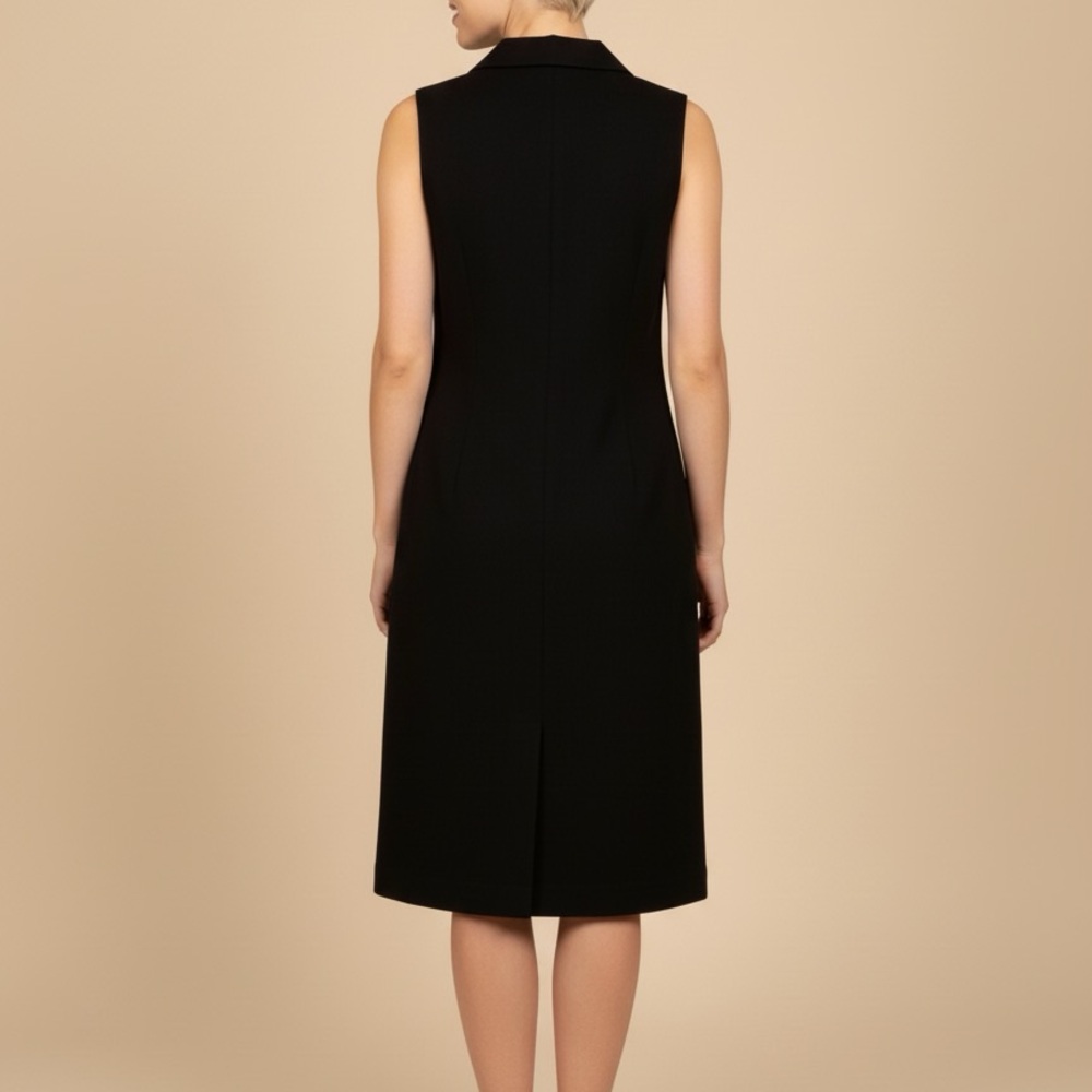 Anthropologie Maeve Black Sleeveless Faux-Suede Button-Down Dress Size Large - Picture 2 of 5